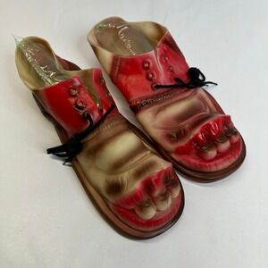 VTG‎ Oversized Realistic Foot Teeth Clown Shoes Red Novelty Costume Accessory